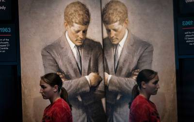 A copy of Aaron Shikler's official portrait of Kennedy at the Newseum in Washington. AFP