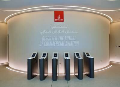 Emirates has designed its pavilion to offer people a glimpse into the future of commercial aviation