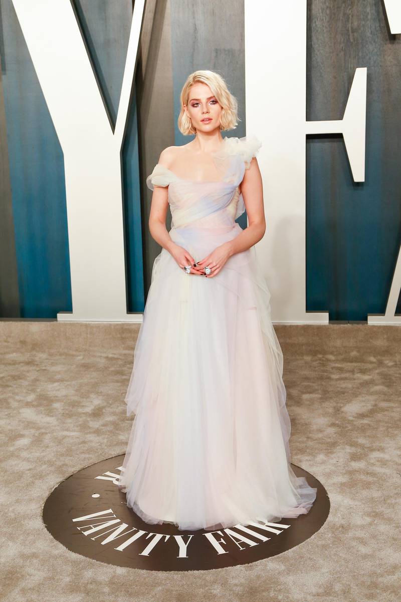 epa08208829 Lucy Boynton attends the 2020 Vanity Fair Oscar Party following the 92nd annual Academy Awards ceremony in Beverly Hills, California, USA, 09 February 2020. The Oscars were presented for outstanding individual or collective efforts in filmmaking in 24 categories.  EPA-EFE/RINGO CHIU