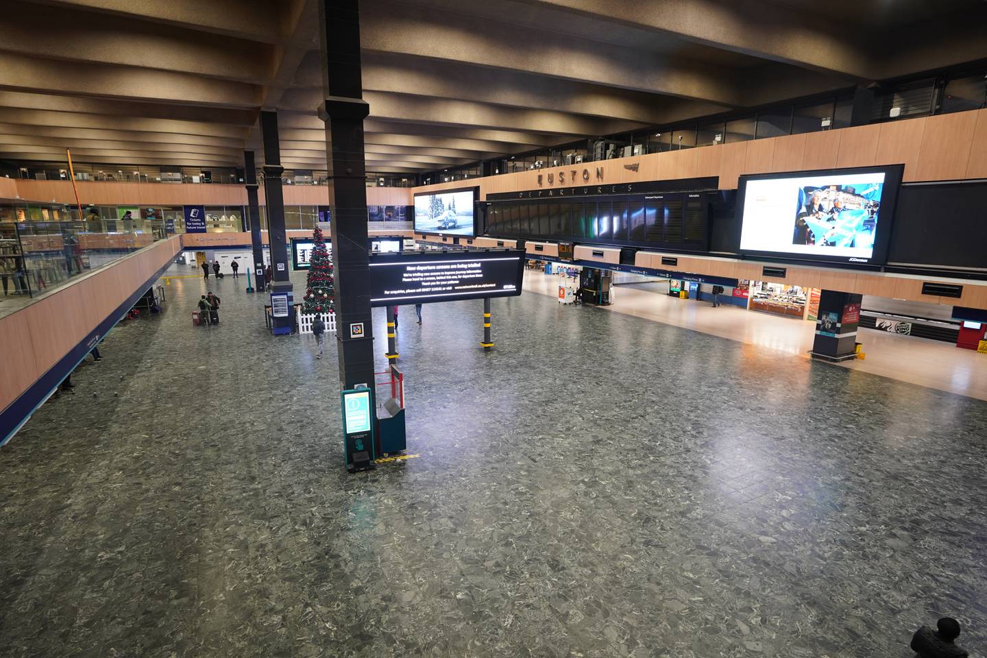The empty concourse at Euston train station in London during a strike by members of the Rail, Maritime and Transport union. PA