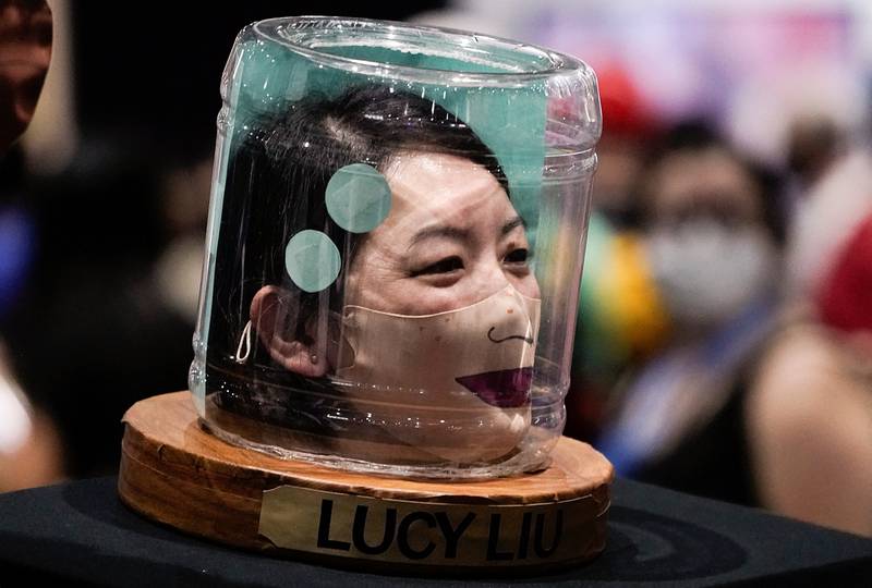 A cosplayer dressed as the actress Lucy Liu, as depicted in the animated series 'Futurama'. Reuters