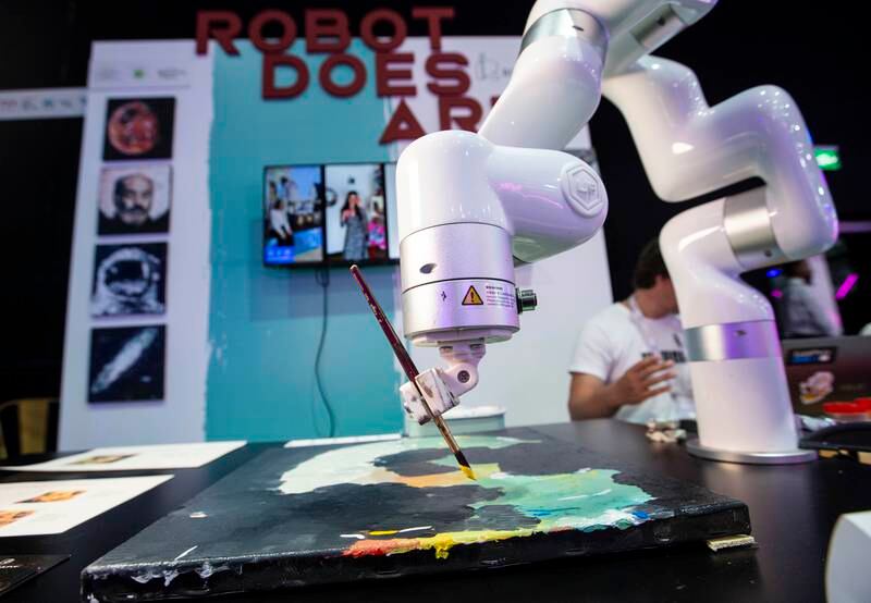 Robot Does Art at GITEX Day 4, Dubai World Trade Centre.  