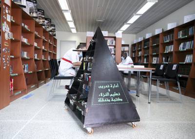 DUBAI, UNITED ARAB EMIRATES. 22 JULY 2020. Moving library at Al Awir Central Jail.(Photo: Reem Mohammed/The National)Reporter:Section: