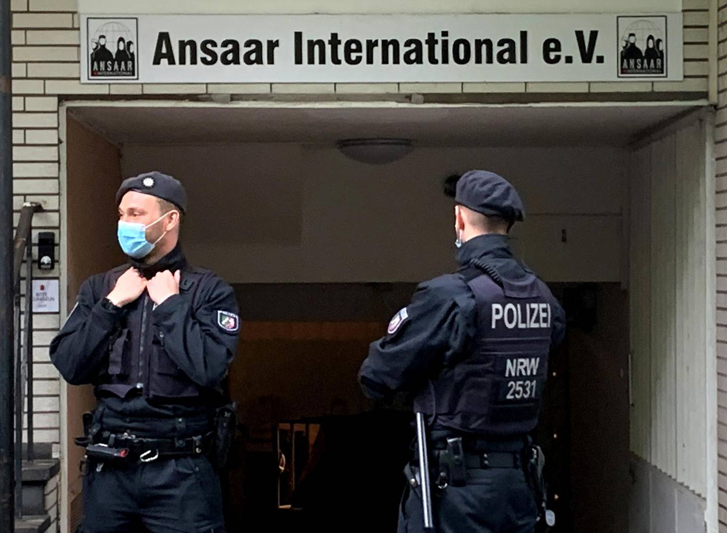 Police secures a building after Germany banned the Islamic organisation Ansaar International in Duesseldorf, Germany, May 5, 2021.     REUTERS/Erol Dogrudogan