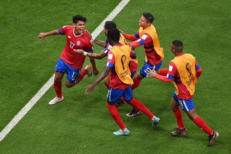 Yeltsin Tejeda of Costa Rica celebrates after scoring. Getty