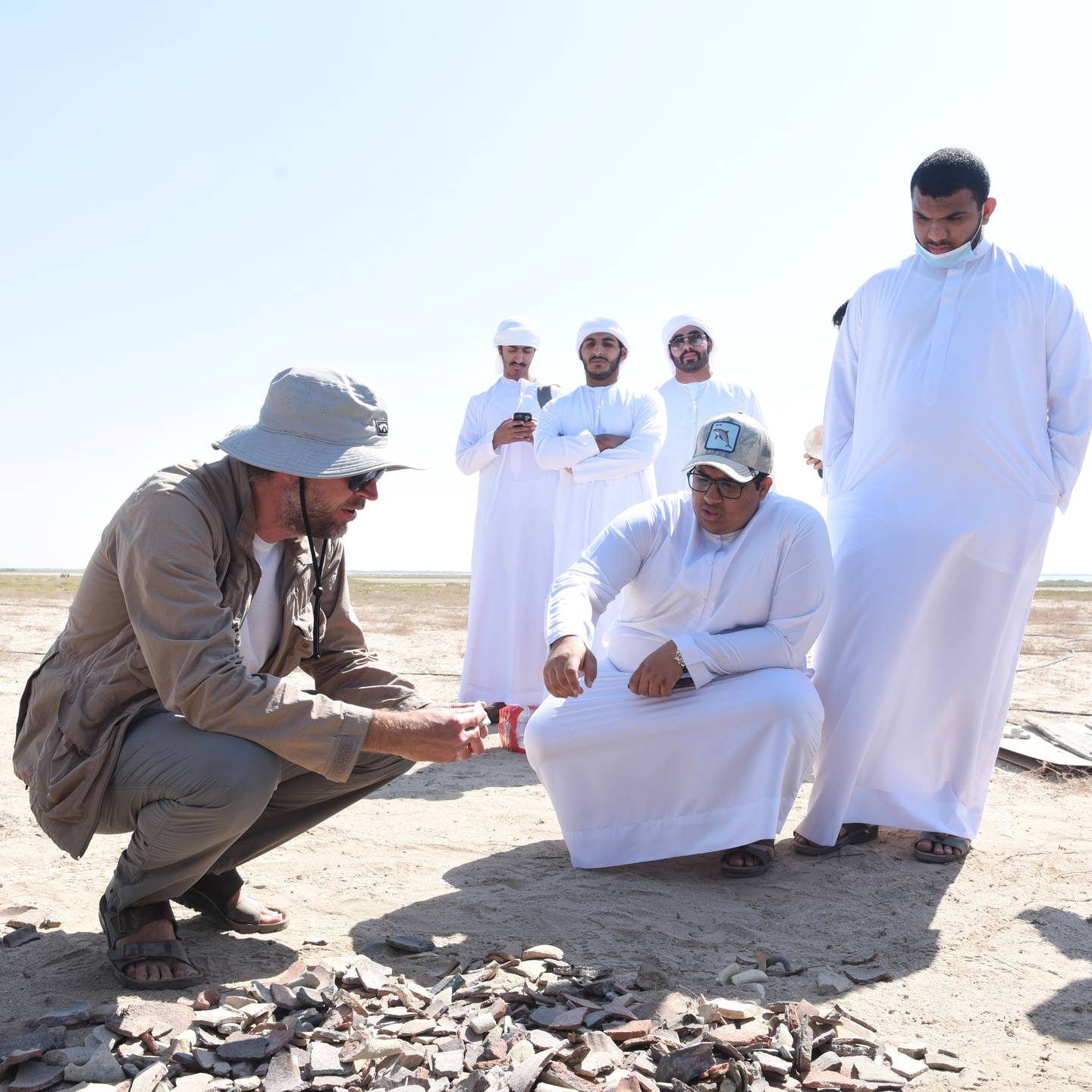 Emirati students on Umm Al Quwain’s Al Sinniyah Island. Photo: UAQ’s Tourism and Archaeology Department