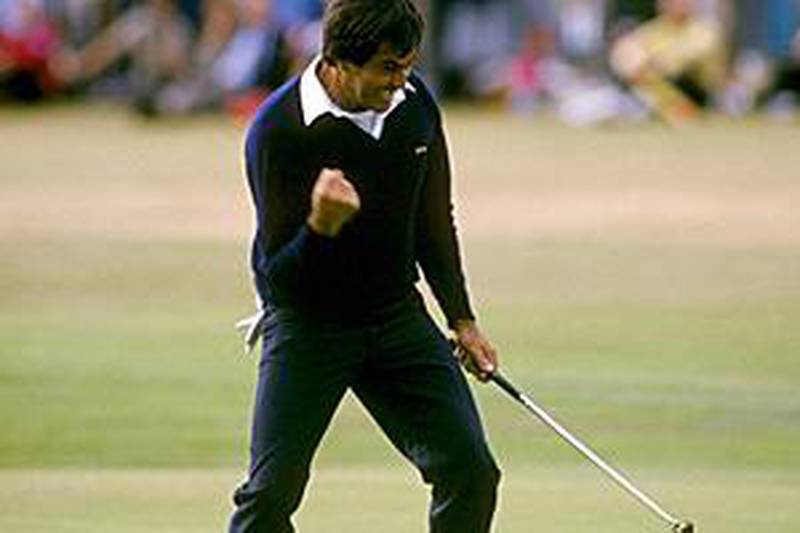 Seve Ballesteros holes on the final green to win the British Open at St Andrews in 1984.