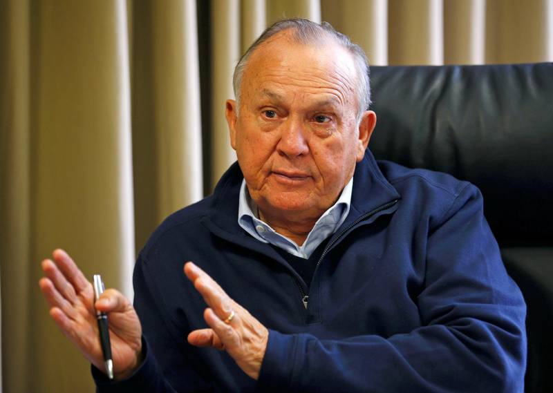 South African magnate Christo Wiese, whose companies include Steinhoff and investment heavyweight Brait, gestures during an interview in Cape Town, South Africa, September 27, 2016. Picture taken September 27, 2016.  To match Interview SAFRICA-WIESE/  REUTERS/Mike Hutchings - D1BEUDXESXAA