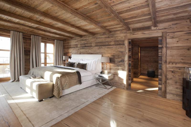 A bedroom at Chalet N, Austria. Chalet N