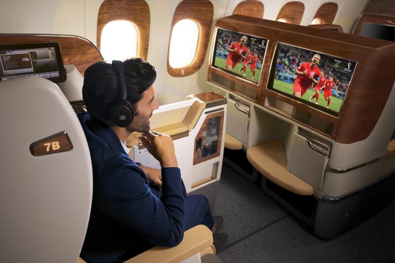 Emirates passengers can catch all the sporting action live on their ice inflight systems. Photo: Emirates