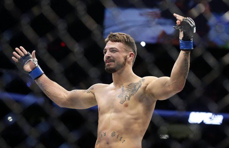 Mike Perry reacts after beating Hyun Gyu Lim at UFC 202. AP