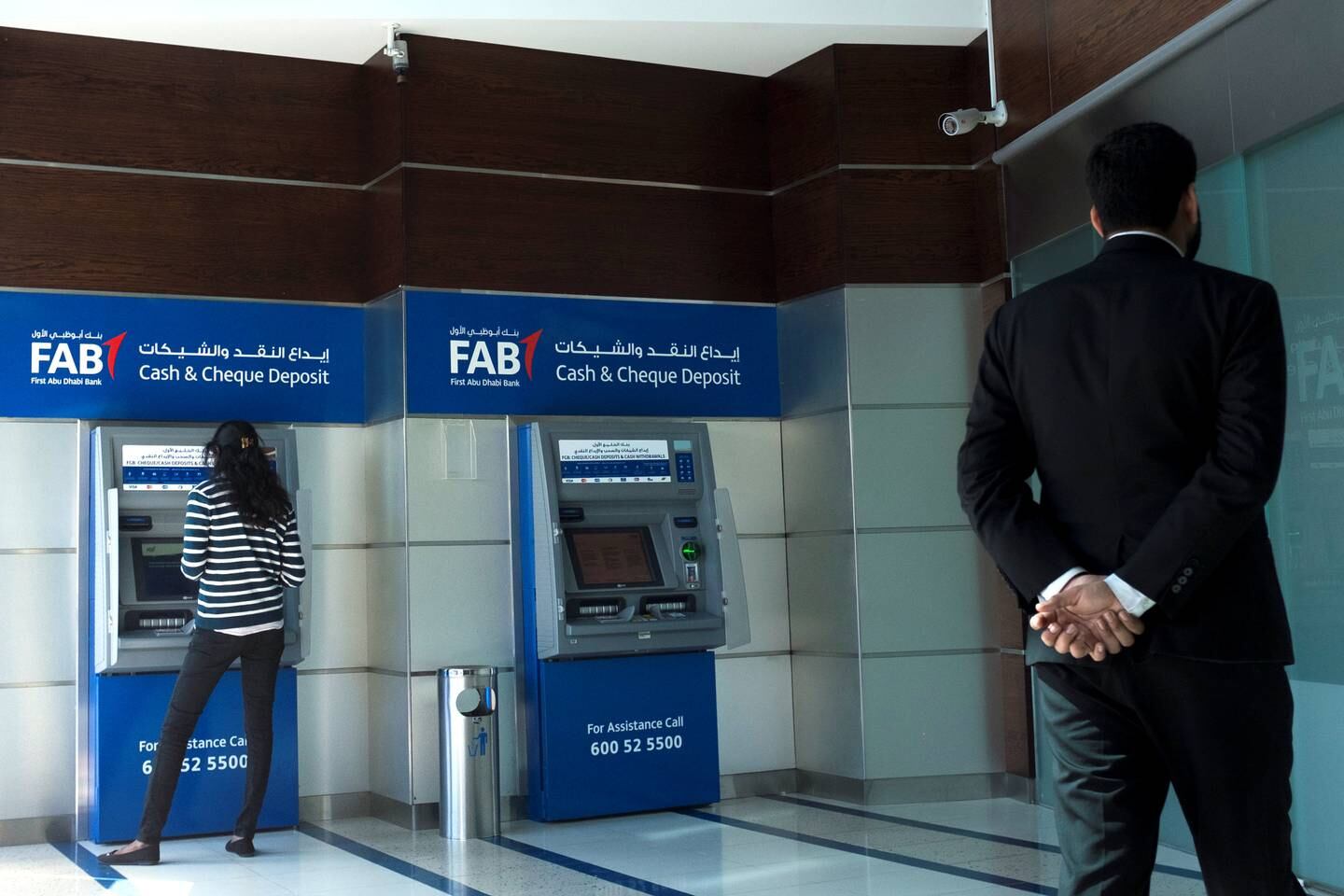 ABU DHABI, UNITED ARAB EMIRATES - Feb 5, 2018.First Abu Dhabi Bank in Khalidiya.(Photo by Reem Mohammed/The National)Reporter: Section: NA