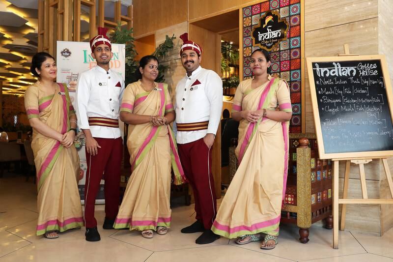The front-of-house staff of Indian Coffee House, a 24/7 restaurant in Bur Dubai. All photos: Pawan Singh / The National