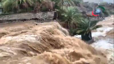 A torrent of water in Fujairah. Twitter / @NCMS_media