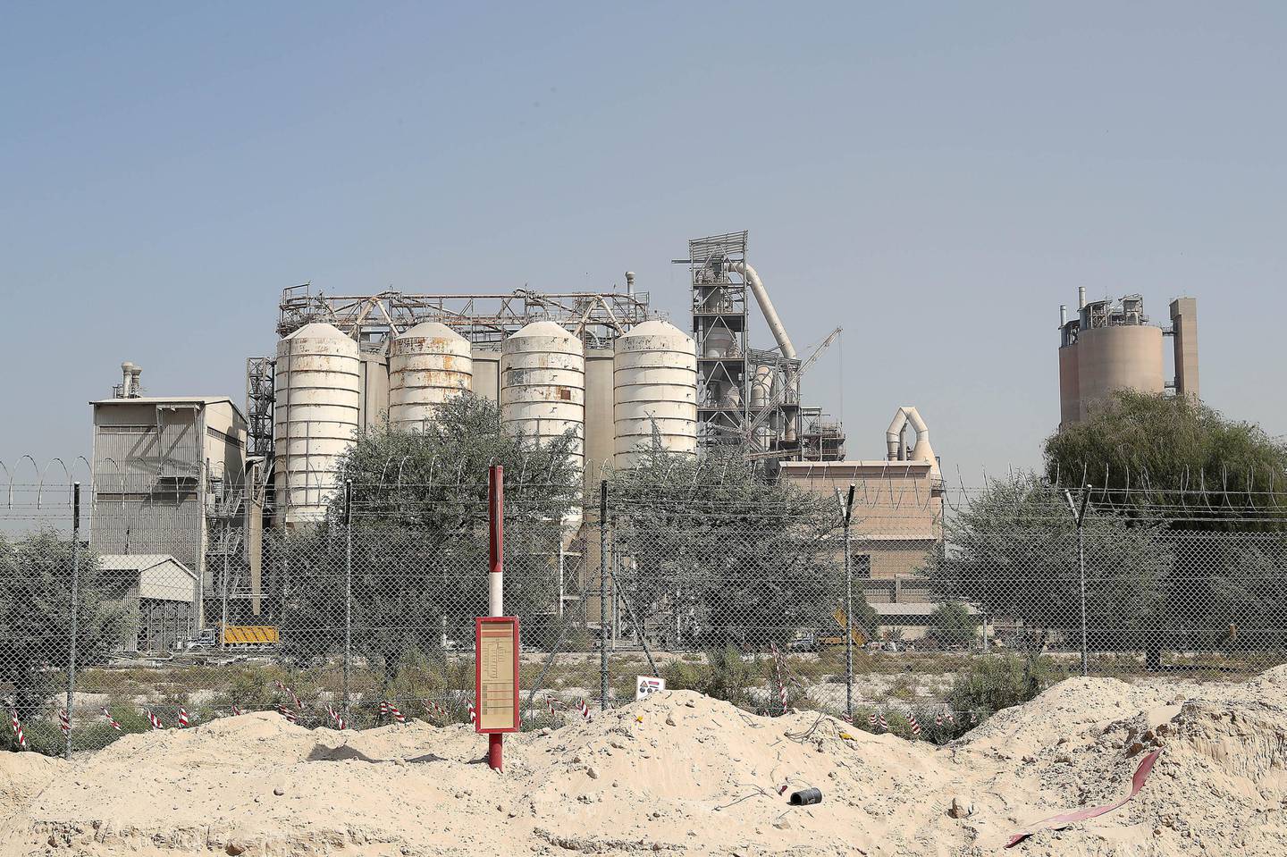 DUBAI , UNITED ARAB EMIRATES , OCT 30   – 2017 :- View of the National Cement Factory in Al Quoz Industrial Area in Dubai. (Pawan Singh / The National) Story by Nick Leech