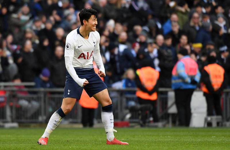 Tottenham Hotspur 2 Leicester City 1, Sunday, 5.30pm. Tottenham have injuries galore but they should still get the three points with Son Heung-min, pictured, having netted in both games since his return from South Korea's disappointing campaign at the Asian Cup in the UAE. EPA