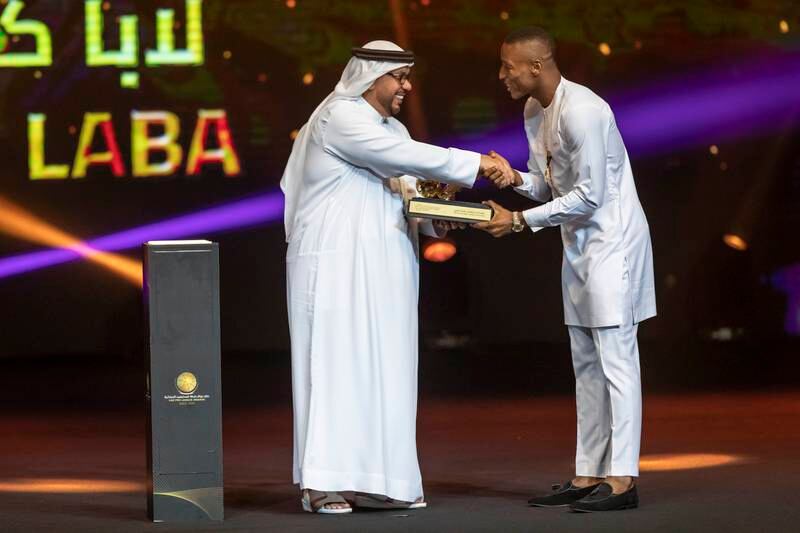 Al Ain striker Kodjo Laba took home three awards at the UAE Pro League Awards Ceremony at Emirates Palace: the best foreign player, the league’s top scorer, and best goal. Antonie Robertson/The National
