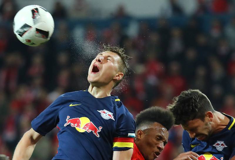 RB Leipzig’s Willi Orban and Rani Khedira and Mainz’s Jean-Philippe Gbamin in action at the Opel Arena, Mainz, Germany in the Bundesliga clash. Kai Pfaffenbach / Reuters