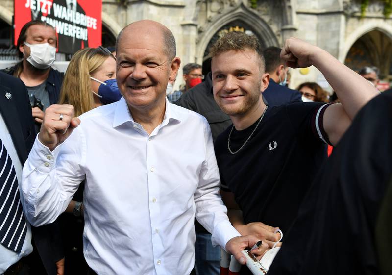 But will Olaf Scholz, seen here on the campaign trail in Munich, win Sunday's election and become the new leader of Germany? Reuters