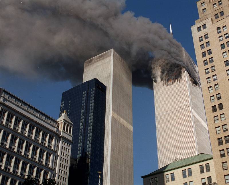 Smoke billows from the North Tower of the World Trade Centre in New York City after terrorists crashed a plane into the building on September 11, 2001. AP Photo