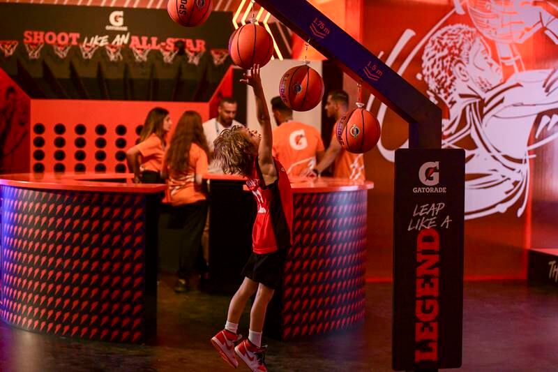 The Gatorade zone has five different activities on one stand.