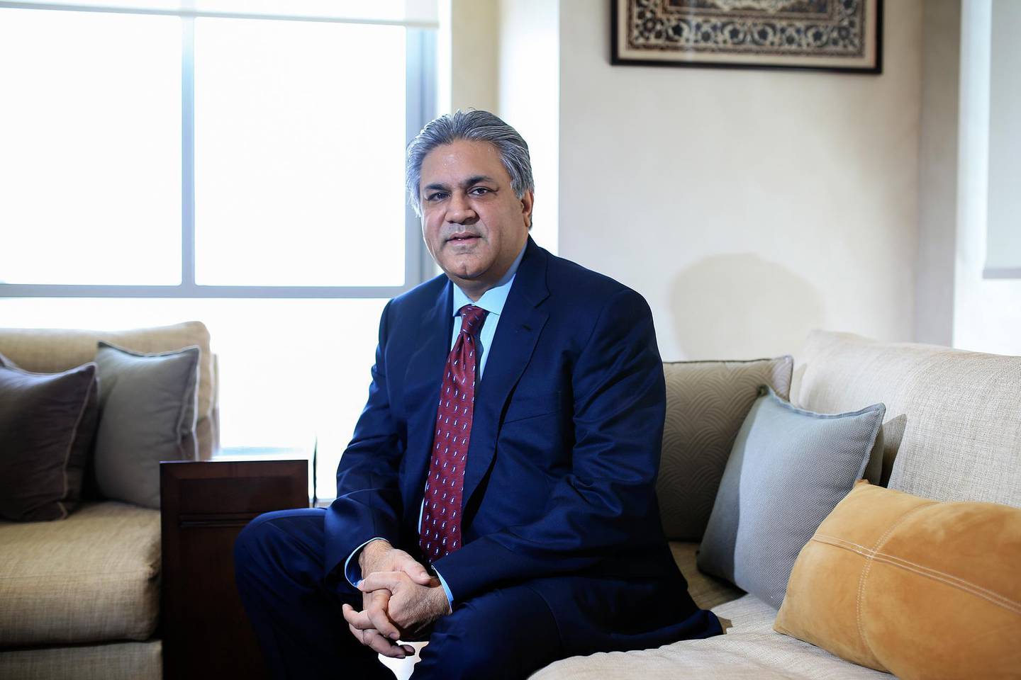 DUBAI, UAE. May 4, 2014 -  Arif Naqvi, CEO of Abraaj Capital, is photographed in his DIFC office in Dubai, May 4, 2014. (Photos by: Sarah Dea/The National, Story by: Frank Kane, Business)
