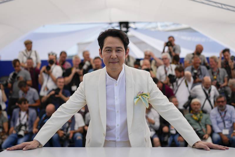 Actor Lee Jung-jae, star of 'Squid Game', at a Cannes photo call for the film 'Hunt'. AP