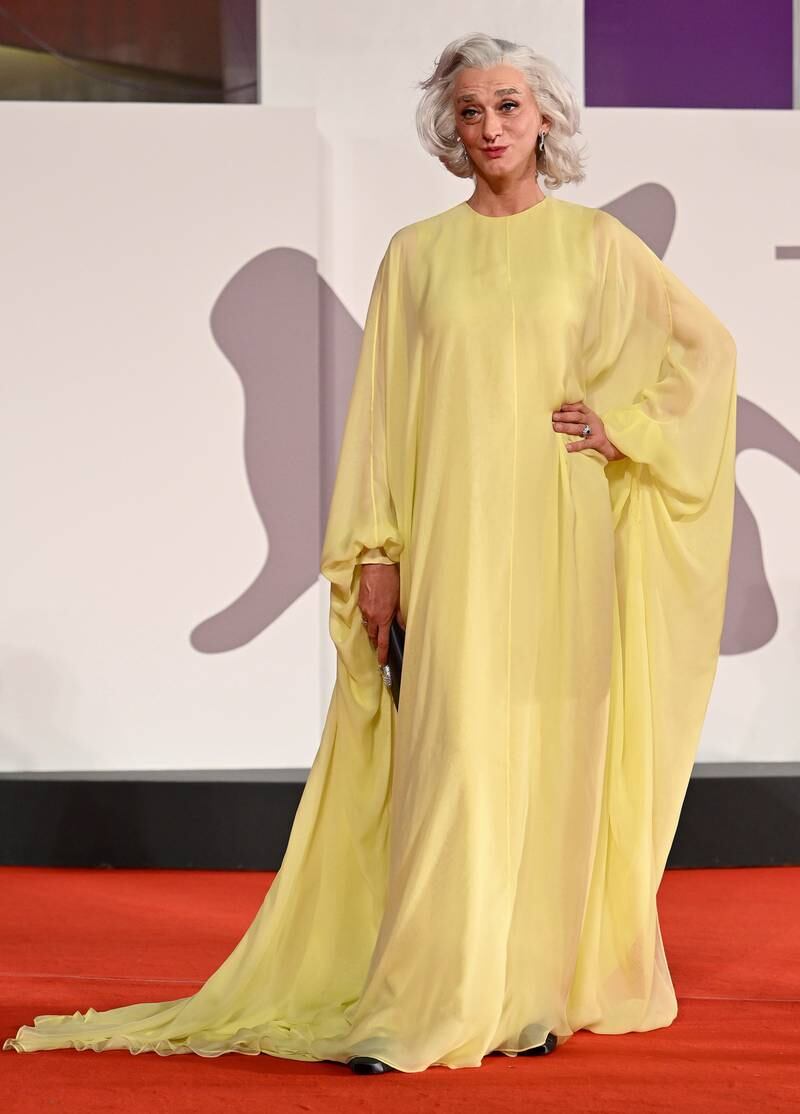 In lemon yellow Valentino, Drusilla Foer holds court on the Filming Italy Best Awards red carpet. EPA 