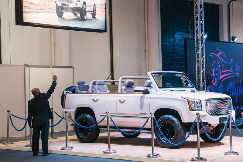 A modified GMC Yukon SLT on display at the opening night of the Dubai International Motor Show. Alex Atack for The National