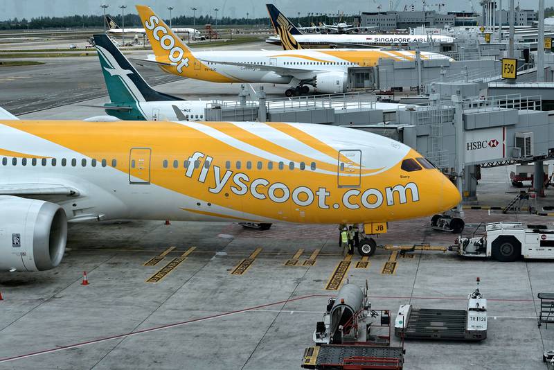 Scoot aircraft at Singapore's Changi airport. AFP