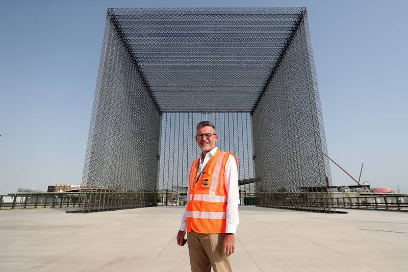 Alan Williams, UPS vice president for Expo 2020, near carbon fibre gateways that took a massive logistics operation nine months to transport to the site in Dubai.