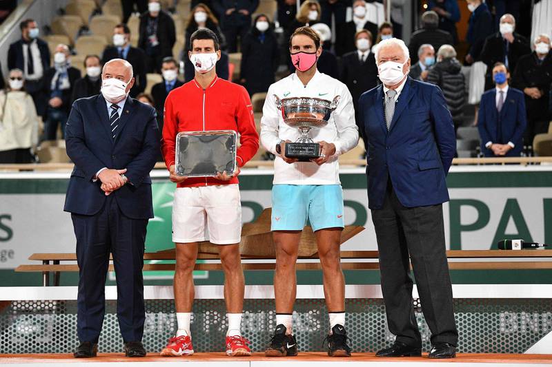Serbia's Novak Djokovic, second left, and Spain's Rafael Nadal. AFP