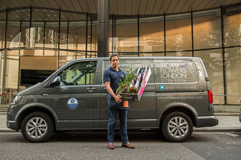 Joao Rocha, owner of Storm Flowers London. The company has been affected by Covid-19.Contact: 07850277949His company normally supplies flowers and Christmas trees to offices in central londonbut he has had to find new revenue streams. He also volunteers his vans for Westminster City Councildelivering food to the North Paddington food bank. 