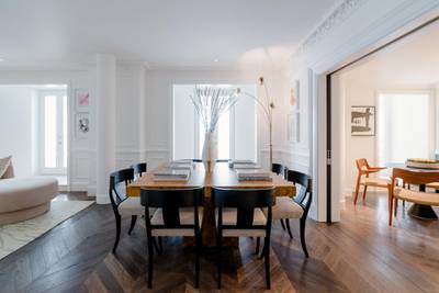 The dining room of a French Renaissance show apartment. Courtesy Luxury Marketing House