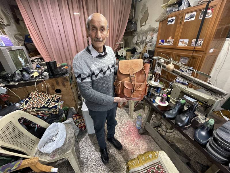 Mr Sharab, who is in his late 60s, also makes leather bags, women's purses and slippers
