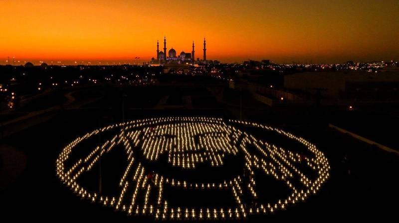 The Year of Zayed icon is lit up by solar lanterns in Abu Dhabi for the Zayed Sustainabiity Prize. Courtesy: Zayed Future Energy Prize