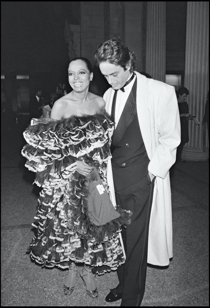 Diana Ross and Patrice Calmette attend a gala evening at the Metropolitan in New York in 1981. (Photo by Bertrand Rindoff Petroff/Getty Images)