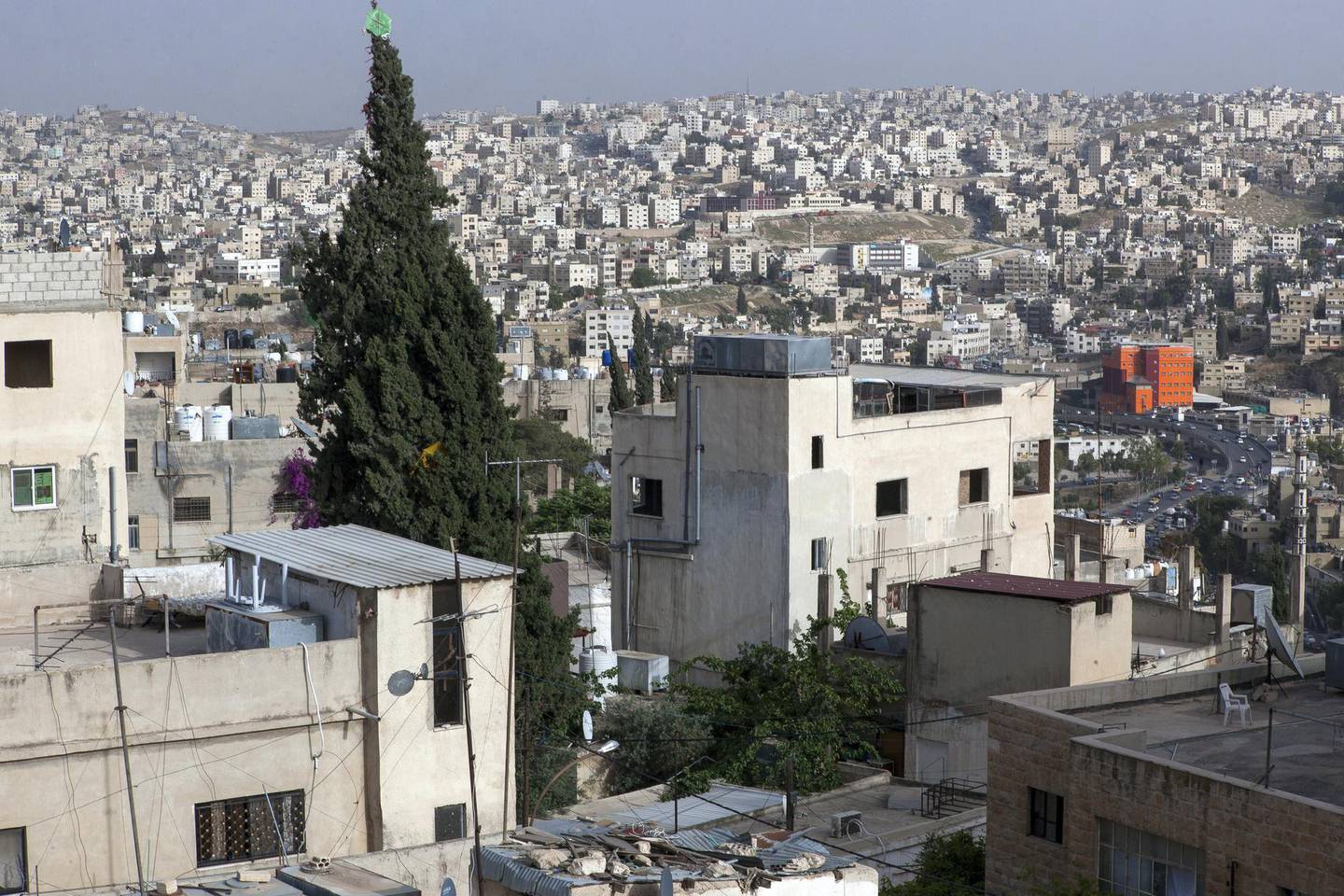 Overview of Al Hashmi Al Shamali, a district of North East Amman, where majority of the 1,400 Iraqi Mandaean exiled in Jordan live. Sebastian Castelier for The National