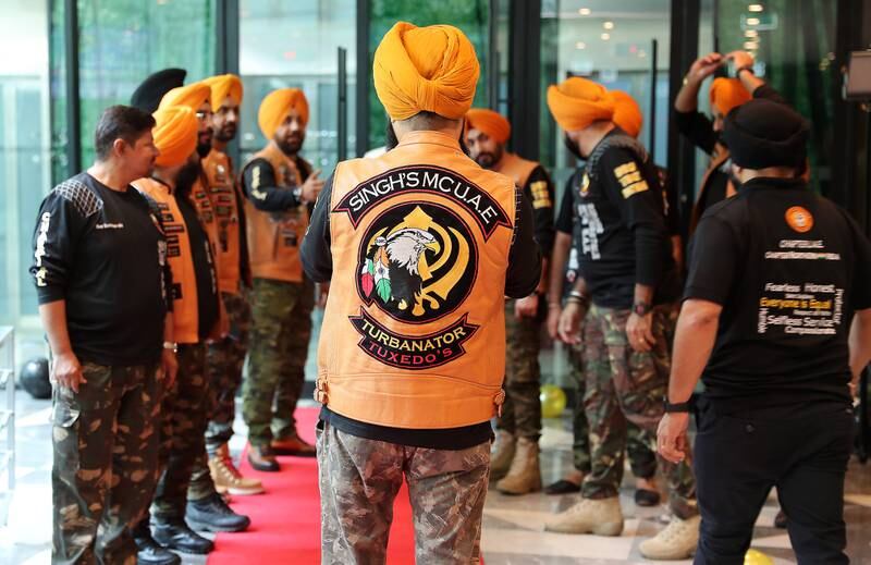 Members of Singhs Motorcycle Club UAE during the group's eighth anniversary celebrations in Dubai. All photos: Pawan Singh / The National
