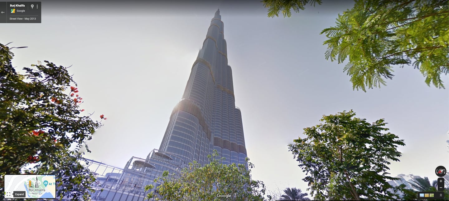 Burj Khalifa as seen on Google Maps' Street View.  Photo: Google