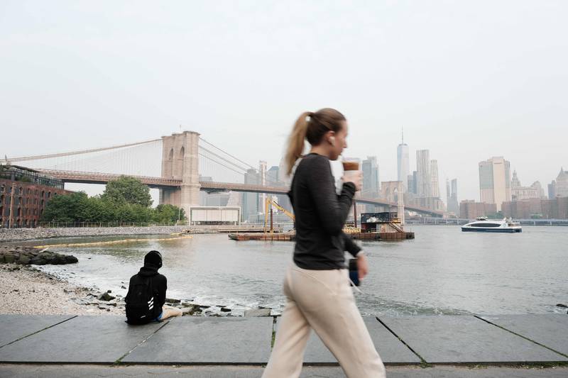 A Brooklyn park in morning haze caused by Canadian wildfires. AFP