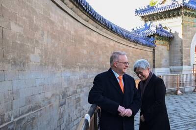 Australia’s Prime Minister Anthony Albanese and Foreign Minister Penny Wong visit the Temple of Heaven in Beijing, China, on November 6, 2023. Reuters