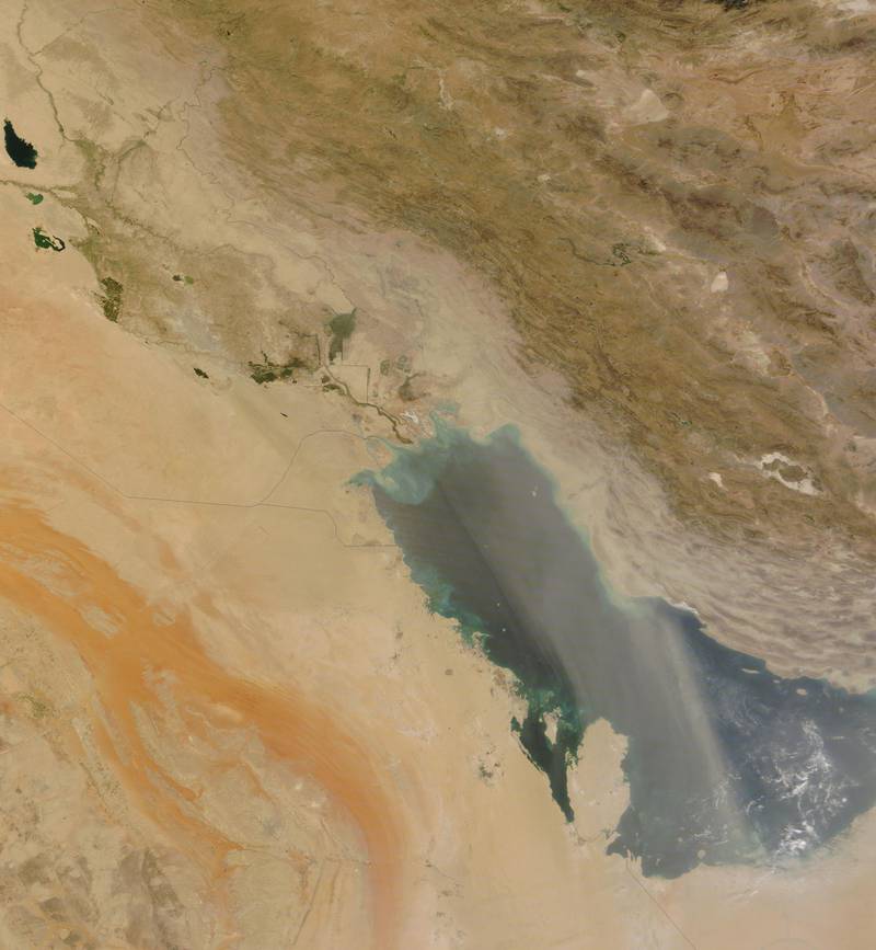 A dust storm over the Arabian gulf in August, 2008