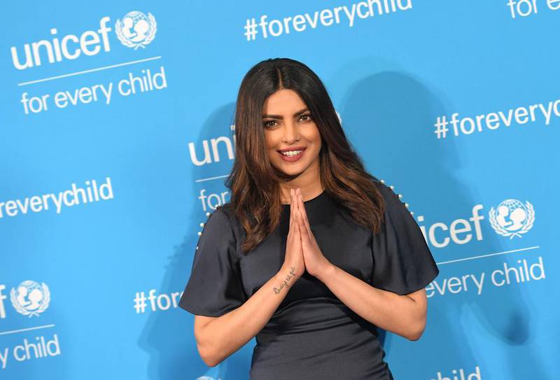 Actress Priyanka Chopra attends UNICEF's 70th anniversary event at United Nations Headquarters on December 12, 2016 in New York City. / AFP / ANGELA WEISS
