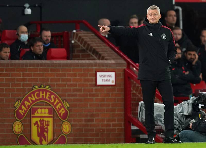 Manchester United manager Ole Gunnar Solskjaer gestures on the touchline. AP
