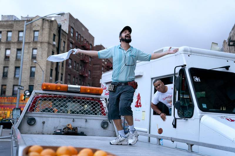 This image released by Warner Bros. Entertainment shows Lin-Manuel Miranda, left, and Chris Jackson in a scene from "In the Heights." (Macall Polay/Warner Bros. Entertainment via AP)