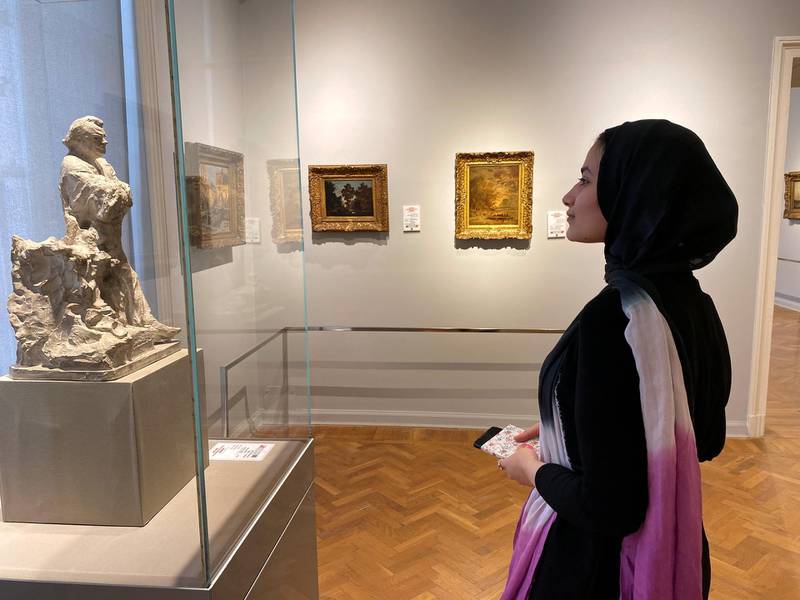 Visitor Menna Ayman at the Mohamed Mahmoud Khalil Museum. Nada El Sawy / The National