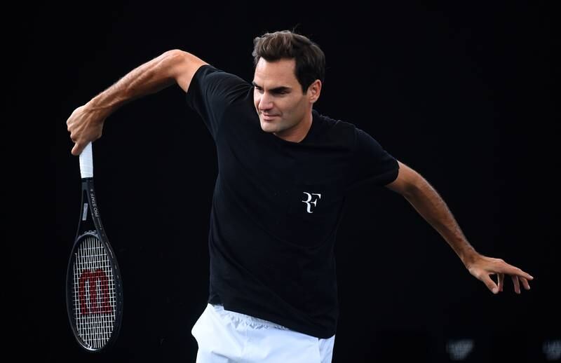 Roger Federer during training ahead of the Laver Cup in London. EPA