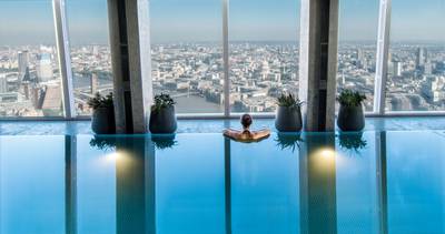 The infinity pool at Shangri-La The Shard offers views over the city