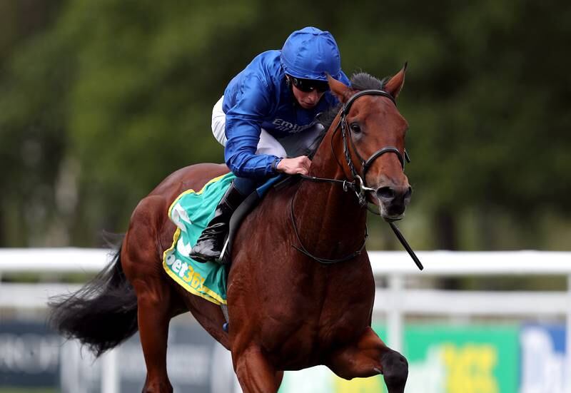In this July 11, 2020 file photo Master Of The Seas, ridden by jockey William Buick, wins the uperlative Stakes on day three of The Moet and Chandon July Festival at Newmarket Racecourse in Newmarket, England. Getty Images